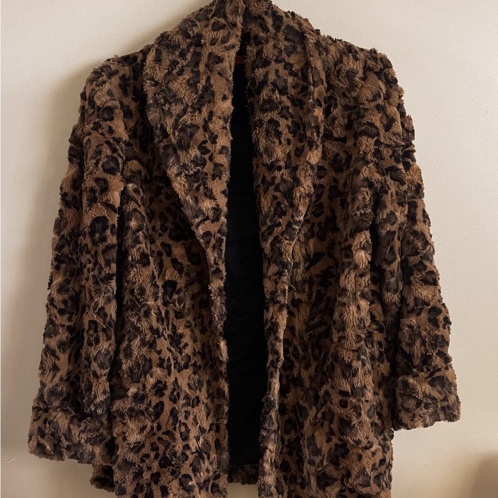 Alice + Olivia Leopard Print Faux Fur Coat